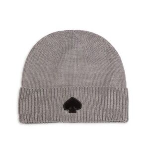 KATE‎ SPADE NEW YORK Flocked Ribbed Spade Beanie in Gray